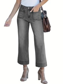 新款女士水洗七分牛仔裤，时尚性感裤装 - 灰色 - 查看 7