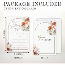 Watercolor Wedding Invitations - Floral Arch - 25 Wedding Invites, Double-Sided Fill In Style Invites For Mr & Mrs Celebration, Party Favor And Supplies - White - View 2