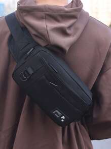 Men's Fashion Casual Simple Letter Print Multi-Pocket Outdoor Cycling Sports Chest Bag, Versatile Crossbody Waist Pack Purse Belt Fanny Pack Side Bags For Men - Multicolor - View 3