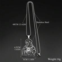 Collier pendentif Vierge Marie chrétien pour hommes en acier inoxydable de couleur or creux chaîne Notre-Dame de Guadalupe
