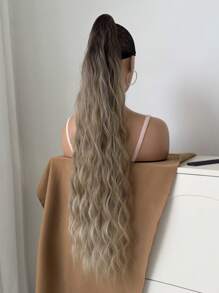 32 Inch Ombre Wavy Soft Synthetic Hair Extension, Suitable For Women, With Claw Ponytail - Ombre - View 8