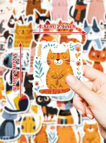 50pcs Cute Cartoon Cat Stickers - DIY Decoration, PVC Stickers, Suitable For DIY Scrapbook, Laptop, Water Bottle, Etc. - Reusable, Assorted Shapes And Colors, Perfect For Spring And Summer