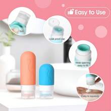 17pcs Silicone Travel Bottles Set - Leakproof Refillable Toiletry Containers For Shampoo, Lotion & Cosmetics | Includes Portable Storage Bag & Mini Spray Keychain | Perfect For Travel, Cruise, Easter & Ramadan Gifts (Travel Essentials) Back To School - Colorful Flamingo 17pcs - View 4