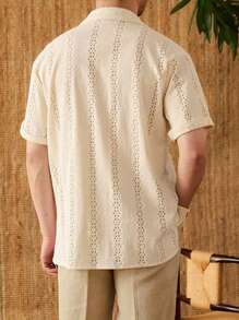 Men's Summer Thin Cuban Collar Casual Fashion Short Sleeve Button Shirt - Apricot - View 2