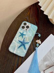 New Swirl Painting Anti-Fall Phone Case With Colorful Beads, Plum Blossom Fan, Tassel Pendant Decoration - Compatible With IPhone 16 Pro Max/16Pro/16Plus/16/15 Pro Max/15/14/13/12 Pro/11Pro Max/14Plus, 12 Protective Phone Case