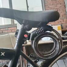 قفل دراجة متعدد الاستخدام - كابل مقاوم للقطع والصدأ معزز ، سمك 12 مم ، لمسة أسود ، تحكم بالزر ،قفل كابل من الصلب التنجستيني للدراجات الجبلية والطرق - متعدد الألوان - مشاهدة 6