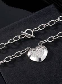 1pc Mother's Day Love Rhinestone S OT Clasp Necklace, Simple Atmosphere Commuter Necklace ( Material)