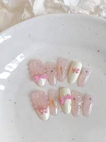 1 Bộ Miếng Dán Móng Tay Hình Bướm Màu Hồng Đá, Thiết Kế Aurora Thủ Công, Thích Hợp Cho Sinh Hoạt Hàng Ngày, Tiệc Tù Và Các Dịp Khác. Móng Dán Thủ Công. - Nhiều màu - Xem 16