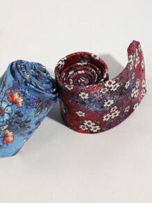 1pc Men's Floral Pattern Tie, Suitable For Sports, Travel, Daily Party Matching