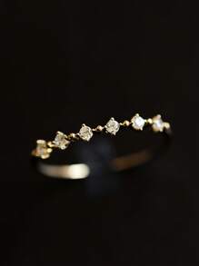 1 pieza Anillo de mujer de plata de ley 925 de lujo, incrustado con circonita cúbica brillante, perfecto para compromiso, boda, fiesta y regalo durante todo el año