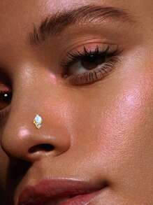 1PC 925 Sterling Silver Butterfly L-Shape Nose Rings Opal Cubic Zirconia Nose Studs Rings For Women Nose Piercing Jewelry Body Piercing Jewelry - Single - View 3