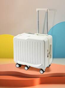 23 Inch Solid Color Six Wheel Luggage Rack With Simple And Atmospheric Ins Style, Large Capacity, Hooks, Footrests, And USB Ports Suitable For Traveling With Bag For School School Accessories School Stuff - White - View 5