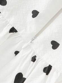 Balabala Girls' Puff-Sleeve High-Waist Dress, Cotton A-Line Summer Outfit - White and Black - View 5