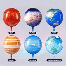 12Pcs/Set Vibrant Space Themed 22Inch 4D Aluminum Foil Balloon Earth And Planetary Design Colorful Galaxy Decorations For Birthday Wedding Graduation Ceremonies Space Party Decorations - Multicolor - View 3