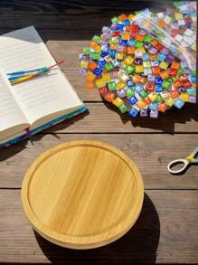 Handmade Mosaic Coaster Base Mold, Mosaic DIY Tools, Bamboo Coaster, Multi-Size & Shape Plant Pot Tray, Multi-Size Coasters + Multicolor Square Mosaic Set