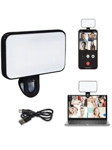 1 pezzo Luce ricaricabile a molletta per video/foto con 3 modalità di illuminazione, luce per telefono, adatta per trucco, live streaming, conferenze zoom, compatibile con e Android, ideale per vacanze estive, registrazione audio/video, interviste, gaming e live streaming con mini microfono