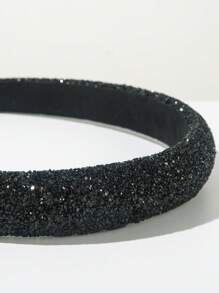 1pc Fashionable Fully Rhinestone Embellished Sponge Headband, Versatile Elegant High-End Sparkly Accessory For Parties And Outings - Black - View 3