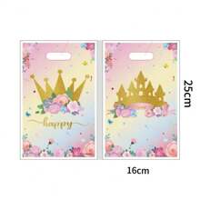 20/50 Pink Gift Bag, Crown Pattern, Plastic Bag With Handle, Birthday, Wedding, Party, Festival, Mother's Day, Independence Day, Thanksgiving, Gift Packaging