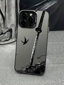 1pc Samurai Sword Print Scary Japanese Style Protective Phone Case, Compatible With Apple IPhone11/12/13/14/15/16/16PRO/16PROMAX, GalaxyA05/A15/A25/A35/A53/A54/A55/S23/S24, Anti-Fall Waterproof Shockproof Scratch Resistant,International Version, Not The Domestic Version - Multicolor - View 2
