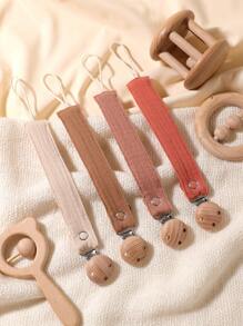 4-Pack Pacifier Clips, Fashion Pacifier Leash And 3-Hole Wooden Pacifier Holder, Suitable As Baby Boy/Girl Gift For Daily Use - Multicolor - View 8