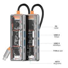 NADODO 五合一 USB 3.0 集线器超薄 C 型集线器，带 USB-C 供电端口 PD 100W 充电 4K @30Hz，USB2.0、3.0、适配器、USB C 扩展坞，适用于 Pro IMac XPS PC 笔记本电脑平板电脑手机 - 灰色 - 查看 14