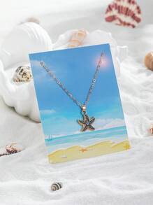 1pc Bohemian Style Black Starfish Pendant, Suitable For Women's Daily Wear, Beach Holiday, Mother's Day Gift - Multicolor - View 1