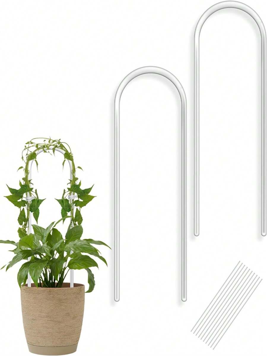 Pack Of 2 U Shape Climbing Plants Acrylic Trellis Easy Installation Vine Plants Trellis For Indoor And Outdoor Plants - White - View 1