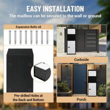 Steel Mailbox Outside With Code Lock, Anti-Theft, Weather-Resistant,Package Mailbox For Porch Ideal For Home,Curbside,Heavy-Duty,Parcel Drop Box,Wall-Mounted Home Delivery Box - 14"x11.4"x41.5" - View 6
