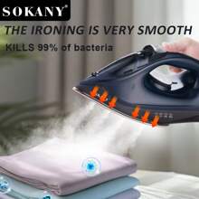 SOKANY SOKANY 11041 Household Multifunctional Electric Iron, Steam Iron, Clothing Wrinkle Remover, 1600w High Power, Fast Heating, 210ML Large Capacity, Multi-Speed Temperature Control, Free Switching.Set The LED Display Light.Ceramic Soleplate, Easy To Iron Small Places Such As Collars And Buttons.Suitable For Families, A Home Helper Designed For Business People