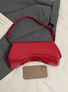 新款时尚简约优雅新月光面休闲经典百搭日常通勤户外可拆卸单肩斜挎包，纯色女士单肩包