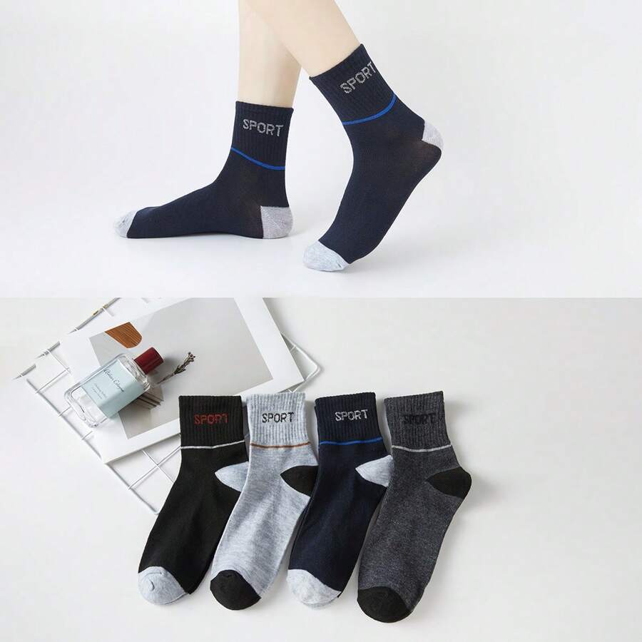 Kit 12 Pares de Meias Masculina Cano Alto Confortável Casual e À moda,adequado para desportos tamanho 40-46 - Multicolorido - Visão 1