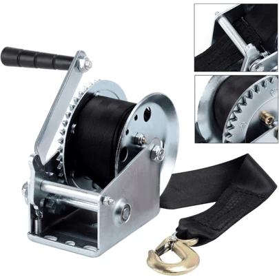 Geared Hand Winch Heavy Duty 1000lbs Manual Hand Winch Boat Trailer Caravan Puller Strap Marine Puller Tool With 6m Cable
