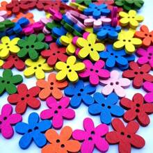 100 piezas/20 piezas Botones de madera florales surtidos, 0,59" Botones multicolores de manualidades para coser, tejer y proyectos DIY - Adornos decorativos para ropa, scrapbooking y talla grande, accesorios de costura - mezcla - Ver 3