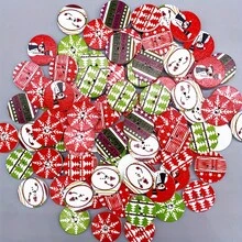 50pcs/20pcs Wooden Buttons Assorted Christmas Holiday Patterns - Mixed Color Cartoon Wood Sewing Buttons For DIY Crafts, Decorations, Handmade Accessories