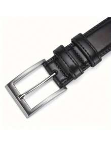 男士皮带 - 经典黑色，商务休闲风格，合金扣，适合工作和休闲场合 - 送给爸爸或丈夫的完美礼物，单叉扣，正式皮带，秋季、万圣节秋冬季配饰，适合青少年、青年、男士，休闲、户外、运动、度假、毕业礼物、生日礼物、日常穿着