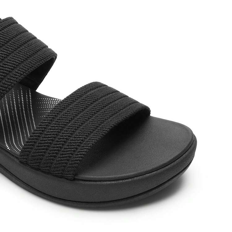 Women Low Wedge Walking Sandals 1.5-Inch Wedge Heel Lightweight Soft Footbed Flat Sandals Comfortable Indoor Outdoor EVA Outsole Shoes - 純黑色 - 查看 8