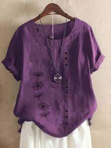 女士假日休闲花卉印花衬衫