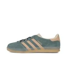 Adidas 阿迪达斯 Gazelle 室内系带平底女式休闲运动鞋，适合日常穿着 - 陰影綠 - 查看 1