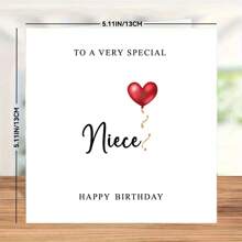 Sister Birthday Card, Special Relative, Happy Birthday Card, Wonderful Niece Birthday Card With Heart Balloon For Her, Son Birthday Card, Card For Him Including Envelope,Christmas - Multicolor - View 9