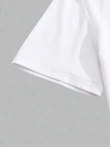 男士修身休闲圆领短袖T恤，适合夏季通勤 - 白色 - 查看 5