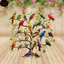 Suncatcher Acrílico Colorido de Árvore de Papagaio - 8" X 8" Painel de Parede Estilo Boêmio, Decoração de Festival de Pássaros Vibrante para Varanda, Pátio, Jardim, Sala de Estar - Ideal para o Dia de São Patrício e Decoração Residencial, Decoração Externa|Estilo Boêmio|Obra de Arte Acrílica, Decoração de Pássaro