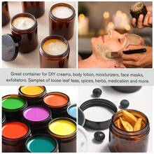 4 Oz Amber Glass Jar With Lids, 48 Pack Small Glass Candle Jars With Lids & Sticker, Empty Cosmetic Containers For Sample, Cream, Spice, Lotion, OintmentsSHEIN - Clear-Black Lids - 查看 11