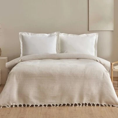 Karaca Home Celia Dubbelsängöverkast, Beige, 200x230 Cm