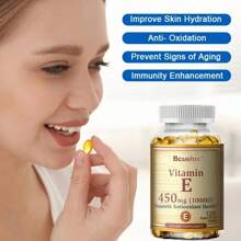 Bcuelov Vitamin E Capsule 450 Mg - Antioxidant, Support Hair, Skin, Nails, Eye Health -120 Softgels - 1 chai - Xem 4