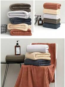 1 套高品质珊瑚绒复古编织浴巾 - 超柔软厚实，30x14 英寸和 55x28 英寸，快干吸水，适用于水疗中心、健身房、酒店和家居装饰，4 种颜色浴室装饰秋季装饰返校美容院家用浴室淋浴毛巾适用于美容院、酒店运动、家居必需品、毛巾、皮肤护理