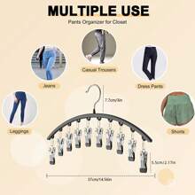 Organizer per leggings per armadio, appendiabiti in metallo con 10 clip per pantaloni yoga, organizer appeso salva-spazio per armadio, gruccia curva per vestiti, appendiabiti in metallo per pantaloni yoga, portaoggetti per armadio, appendiabiti portatile e pieghevole