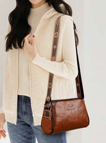 Oil Wax Leather Fashion Women's Bag, Vintage Double-Sided Light Luxury Shoulder Bag, Crossbody Bag, Suitable For Ladies, Girls, Working People And White Workers, Suitable For Work, Commuting, Business, Office, Shopping, Campus, Outing, Party.