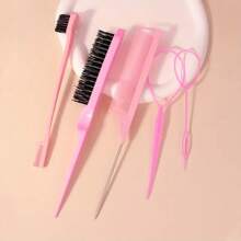 5pcs [Travel Hair Styling Essentials] DIY Hair Styling Tools Set, Hair Brush And Braiding Tool Kit Including Hair Styling Comb, Rat Tail Comb, Edge Brush, Teasing Hair Brush, Braid Tool Loop Travel Essentials,Hair Brush,Comb,Hair Tools,Hair Products And Accessories For Barber Salon Beauty Travel Essentials