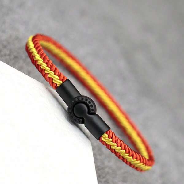 Brazalete trenzado vintage para hombres y mujeres, pulsera de cuerda de colores tejida a mano con broche magnético, regalo de amistad para parejas