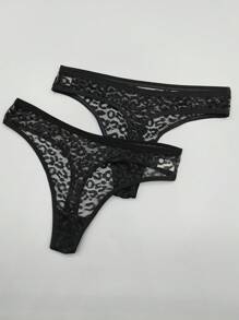 4 piezas/paquete bragas tipo tanga de cintura baja con encaje multicolor